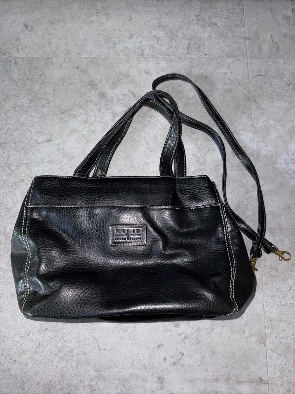 Y2K Relic Black Leather Hand Purse with Shoulder Strap